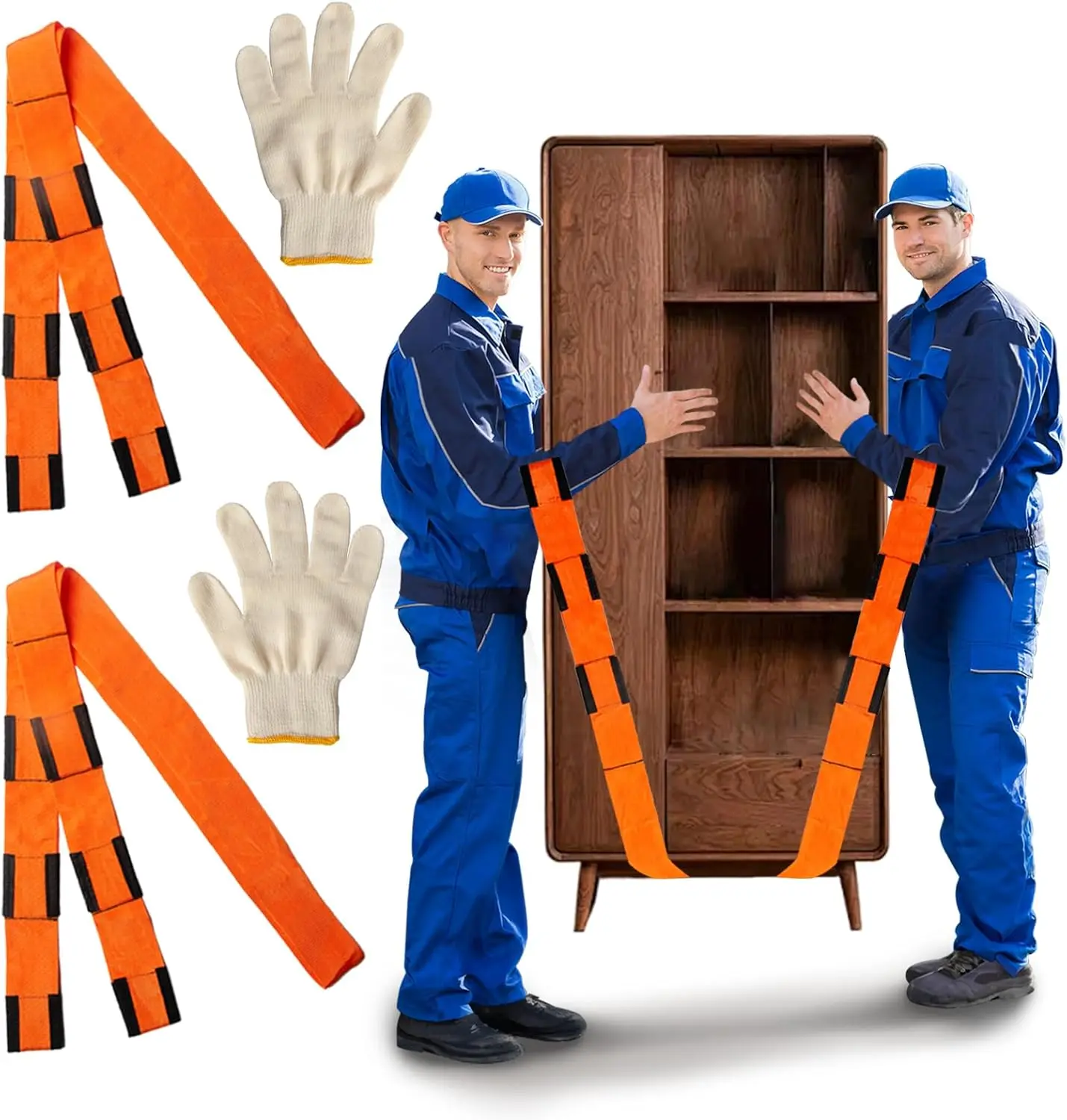 

Upgraded Moving Straps, 2-Person Lifting System with Cotton Gloves, Supports Furniture and Appliances up to 800lbs