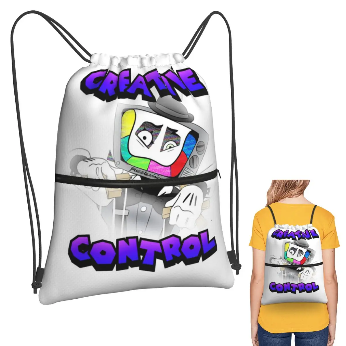 Creative Control (Mr. Puzzles) (Transparent Version) Backpacks Portable Drawstring Bags Sundries Bag Book Bags Man Woman School