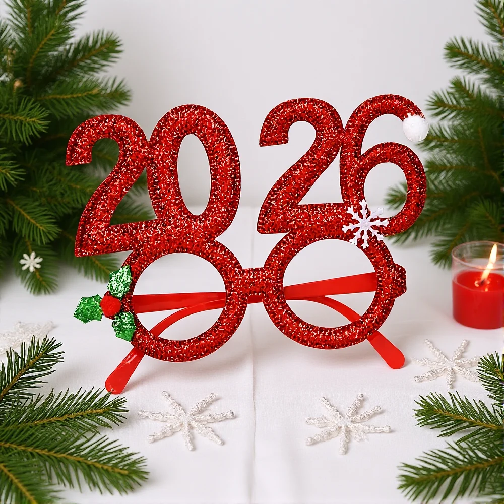 Nouvel An 2026 numéro lunettes enfants Navidad cadeaux nouvel an réveillon de noël drôle fête lunettes bonne année fête décor Photo accessoire