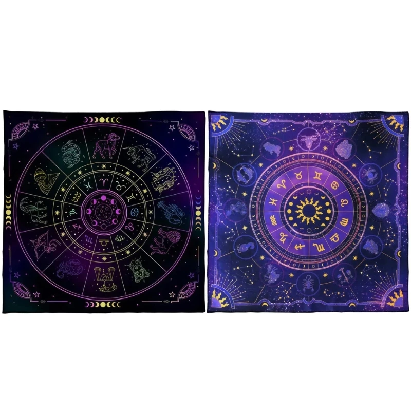 

Y1UB Astrology Tarots Table Altar Cloth Metaphysical Board Game Mat Pendulum Divinations Altar Tablecloth Board Game Card Pad