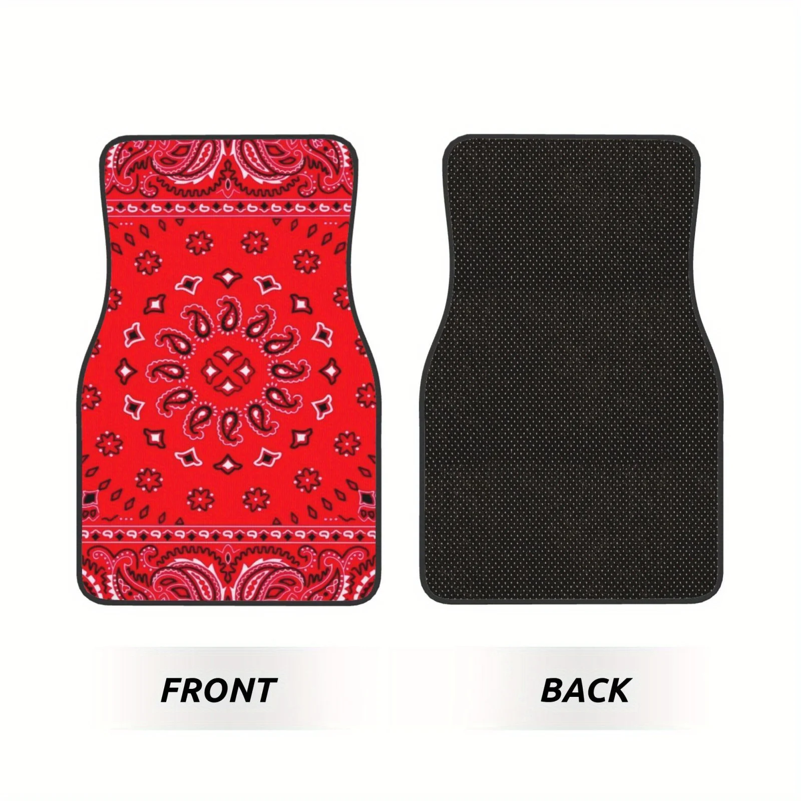 4pcs Bohemian Style Pattern Print - Four-Piece Set Of Crystal Velvet Car Floor Mats, Double-Layer Composite Process, Comfortable
