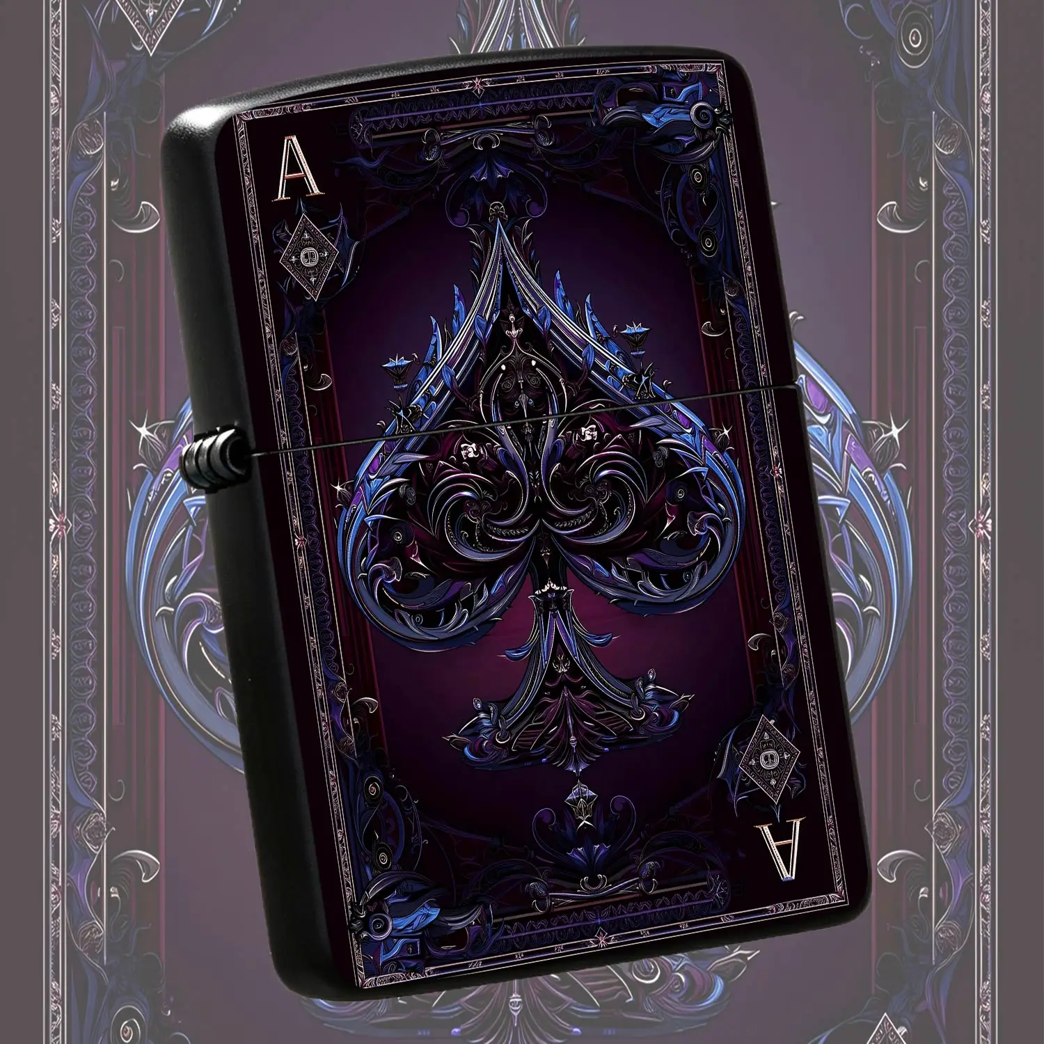 Gothic Ace Of Spades Lighter, Exquisite Carved Retro Pattern Art Decor, High-End Aesthetic Portable Accessory For Daily Use, Gorgeous Collectible Gift For Festival Dating Gathering, Suitable For All Scenarios With Uniqu A Humorous And Inter