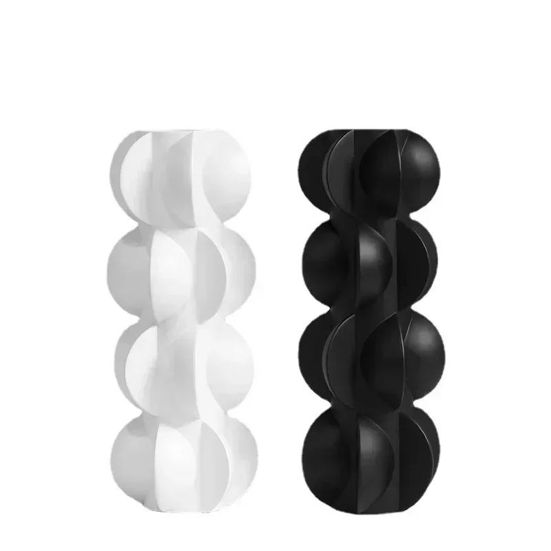 Nordic Black and White Geometric Spiral Vases Flower Decorations Home Sample Rooms Hotel Clubs Sales Department Decorations