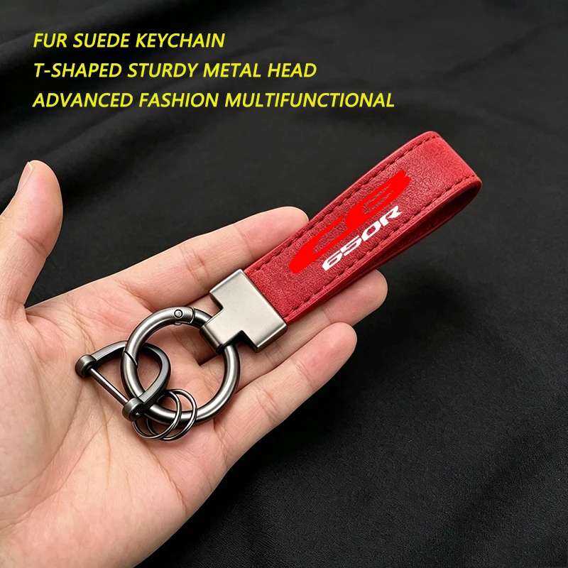 For Honda Cb650r Cbr650r CB CBR 650R 650 R Accessories  High-Grade Deluxe Fashion Leather Suede Keychain Motorcycle Key Ring