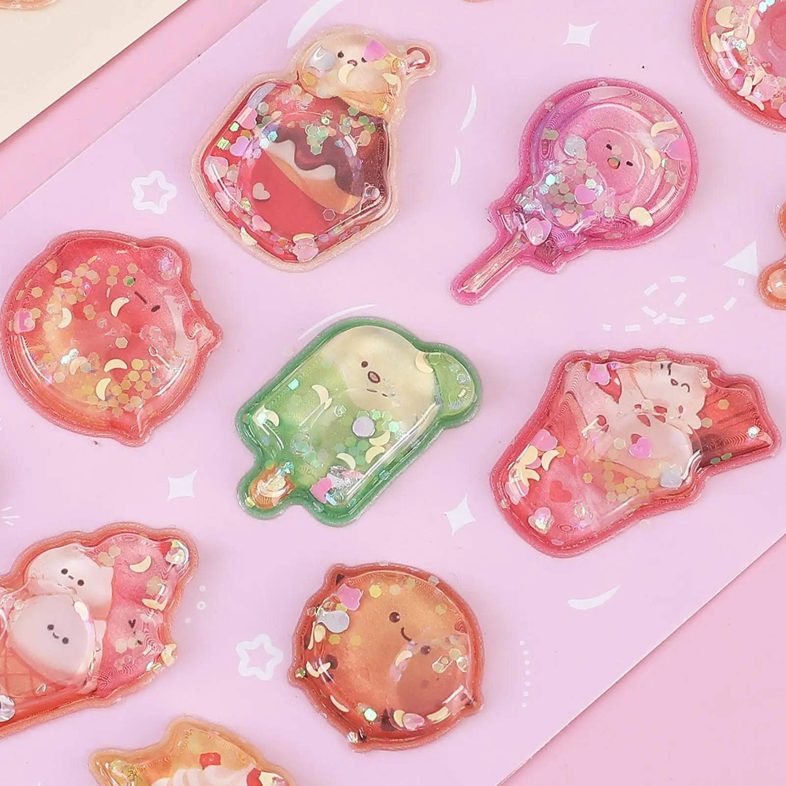 1 sheet  3D Stickers Embossed Adorable Assorted Decals Mini Hamburger Cartoon 3D Stickers for Boys Girls Children Students