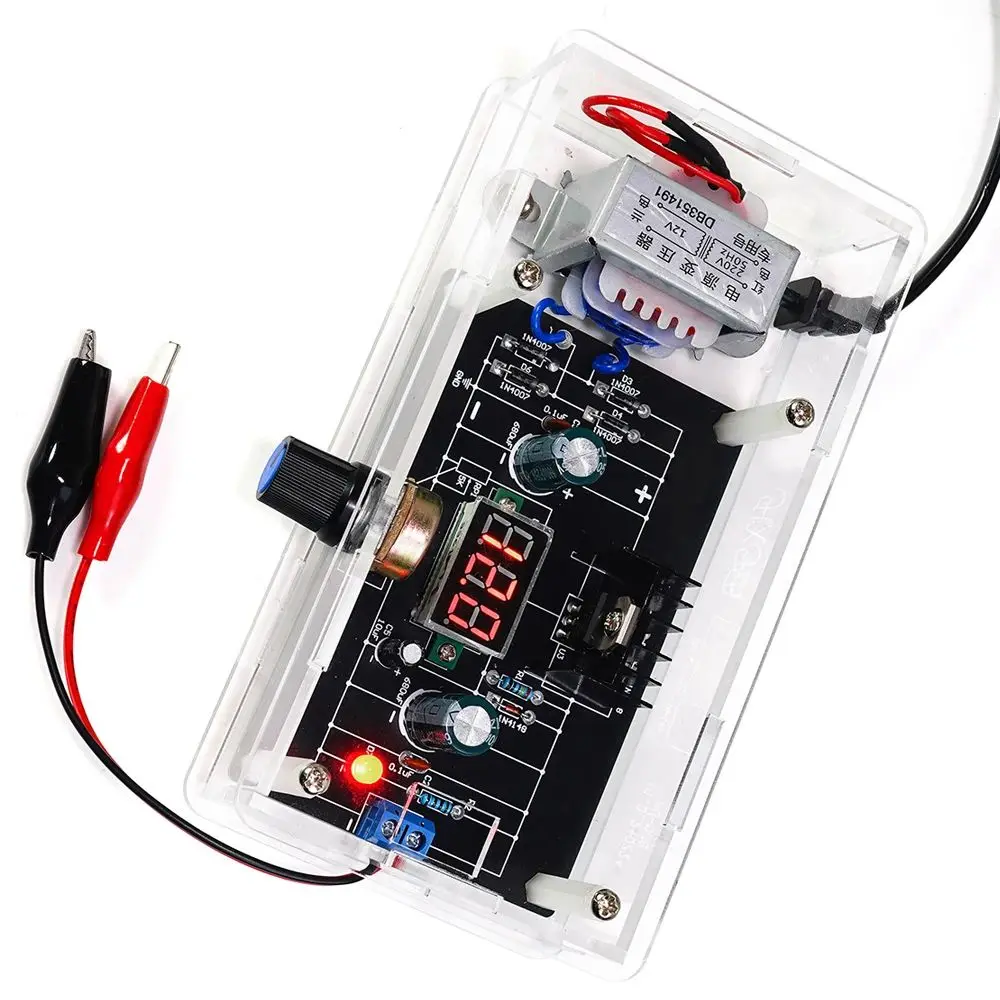 DIY Kit Electronic LM317 Adjustable DC Regulated Voltage 110V 220V DIY Soldering Kit Output Voltages 1.25V-12.5V Digital Display