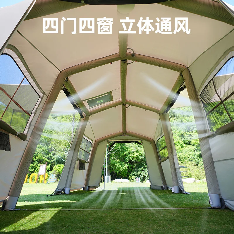 Inflatable tent fantasy home tunnel outdoor inflatable tent camping equipment two rooms and one hall thickened rainstorm tent