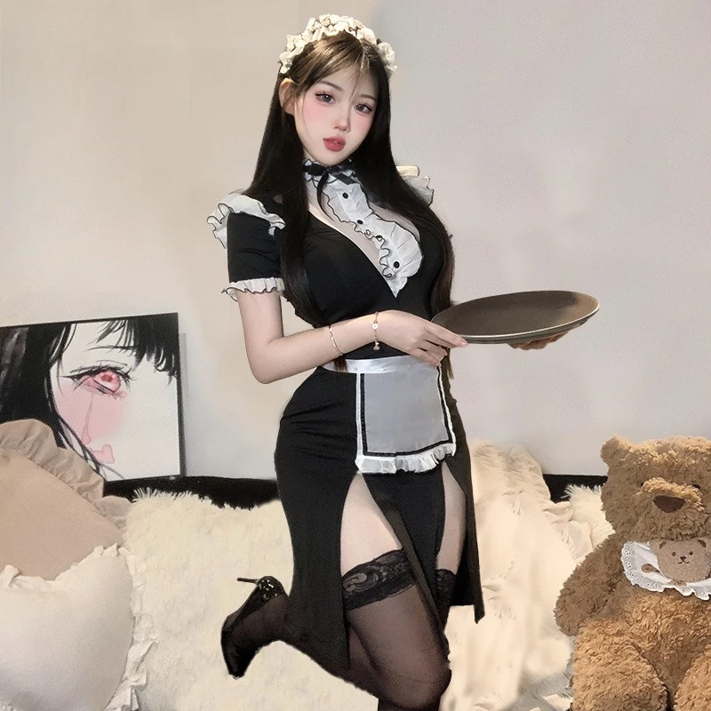 

Women Lingerie Exotic Sets Home Sleeping Nightwear Waitress Dress Apron Lolita Maid Cosplay Role Play Uniform