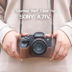 Vlogger Leather Protective Case Camera Shoulder Strap for SONY A7M4 A7IV A7 IV Vintage Half Case Bag Base Cover Accessory