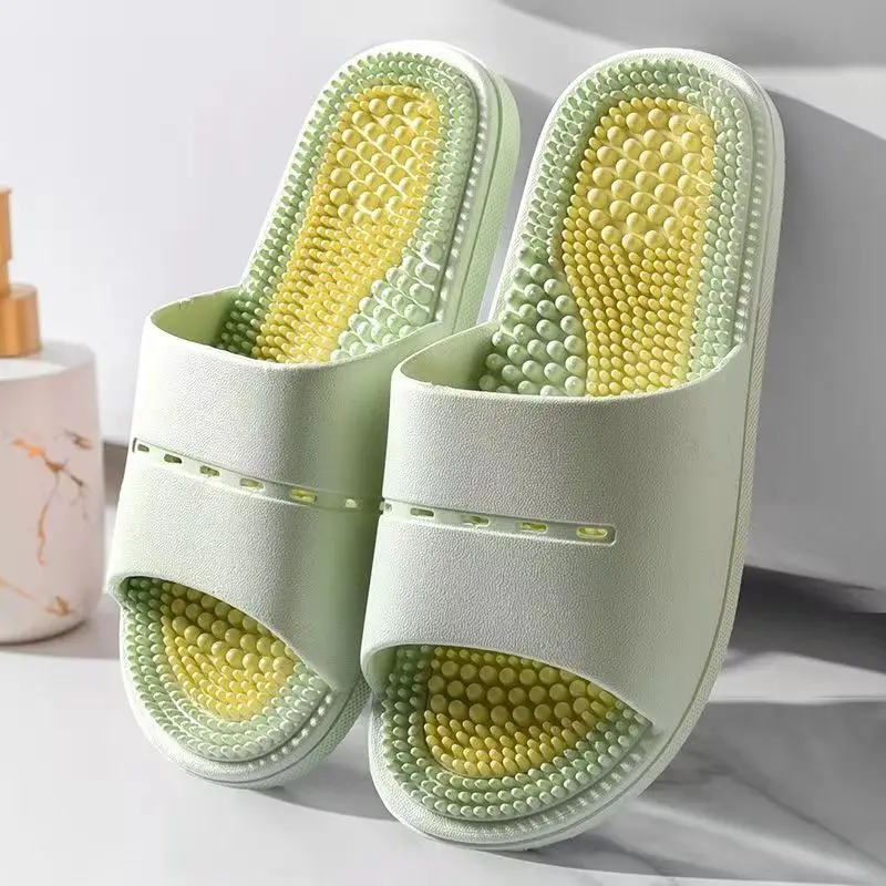 2024 Summer New Woman\'s One Word Flat Sole Massage Slippers Soft Sole Non Slip Home Slipper Bathroom Slipper Outdoor Slipper