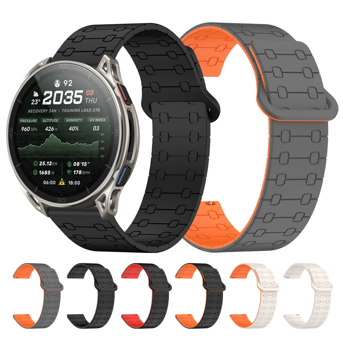 22mm Silikonarmband für Amazfit BALANCE 2/Bip Max/Bip 6/GTR 2 3 4 Magnetisches Sportarmband für Amazfit Cheetah 2 Ultra 48mm
