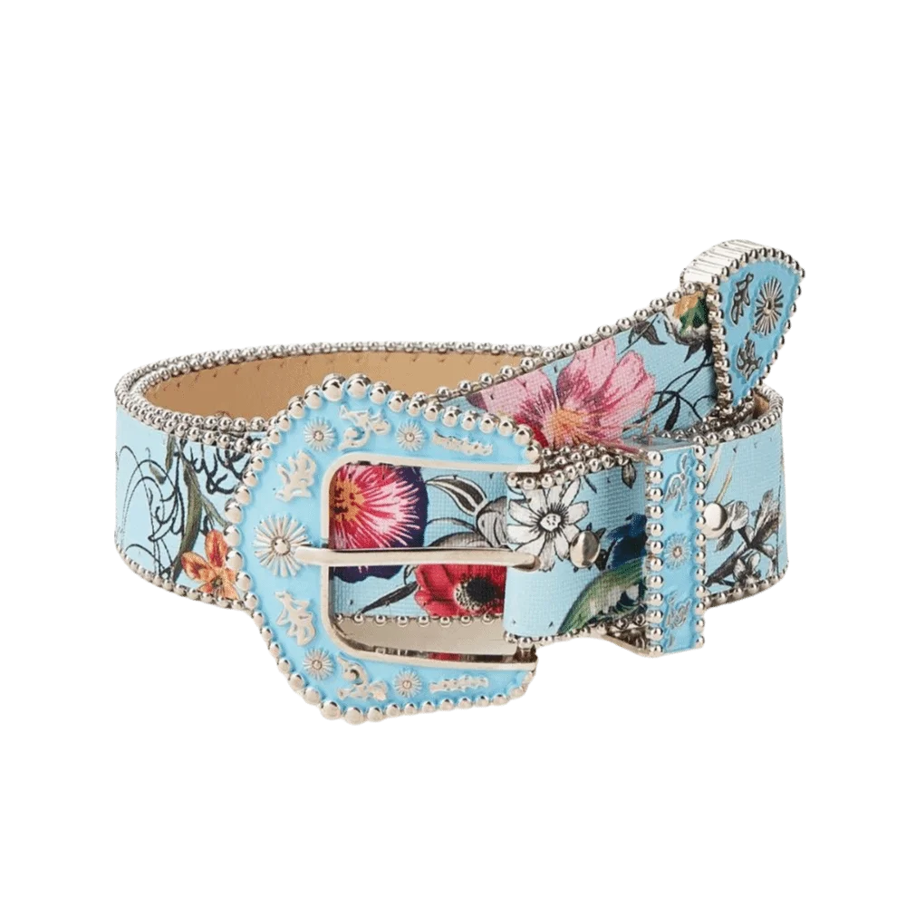 Bohemian Style Floral Jeans Belts Vintage Border Bead Carved Metal Buckle Belt Hip Hop Girdle Waistband Women's Accessories
