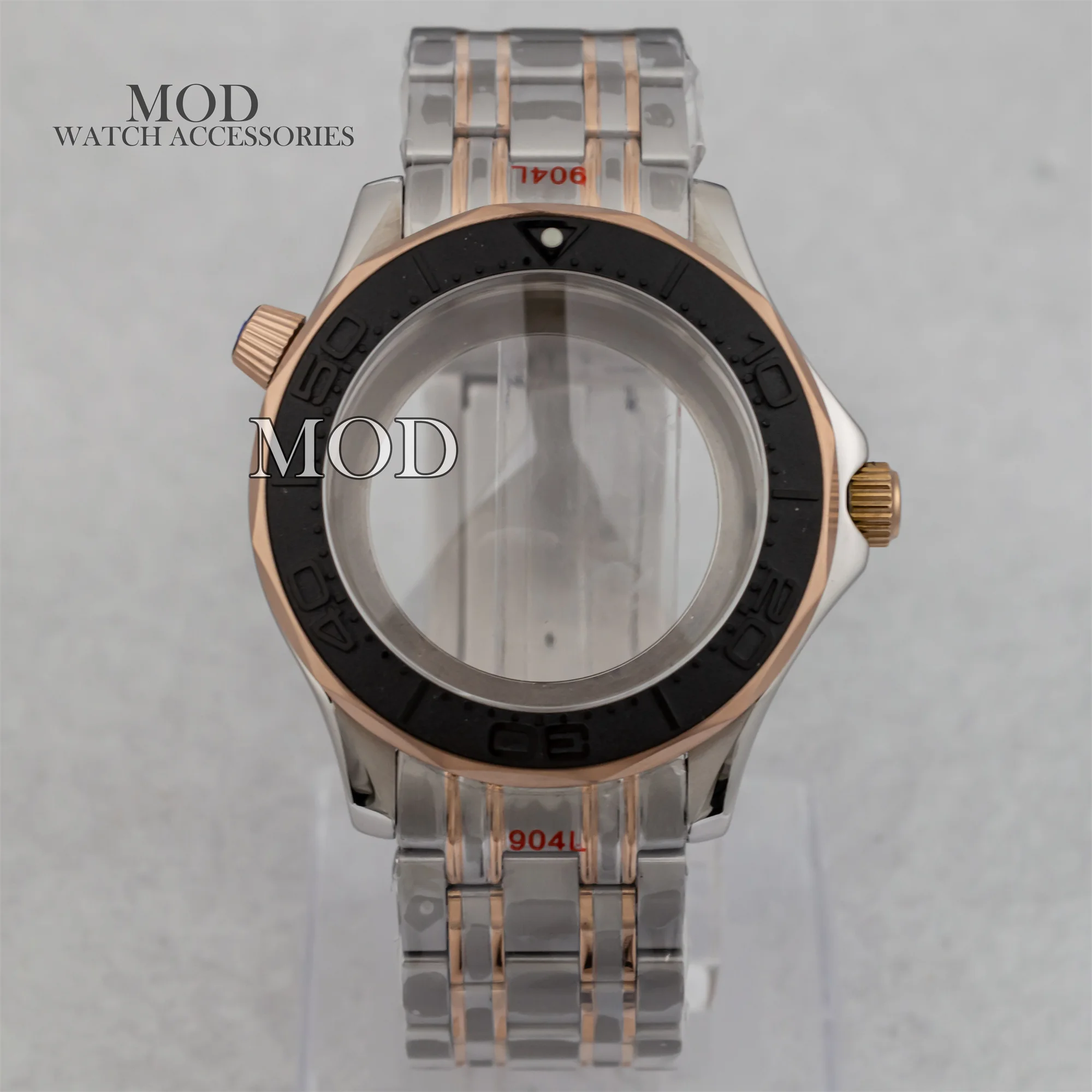 

NH35 Case Band Stainless Steel Bracelet 10ATM Waterproof 41mm PVD Rose Gold Watch Case for NH35 NH36 Movement Seamaster 300 Case