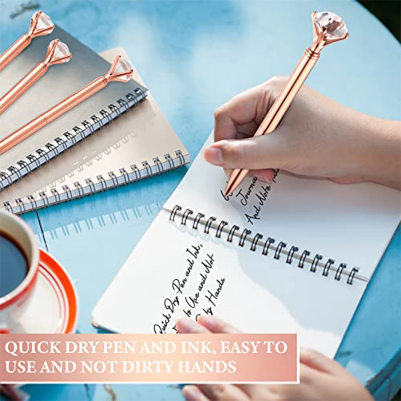 100Pcs Elegant Rose Gold Diamond Topped Twist Metal Pens Bulk,Crystal Sign Pens