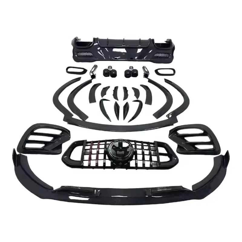 B نمط ألياف الكربون بوديكيت لمرسيدس بنز GLE كوبيه 63/53 2021 + جديد الجبهة شفة ممتصة للصدمات الخلفية التنانير الجانبية غطاء مرآة الجناح #2