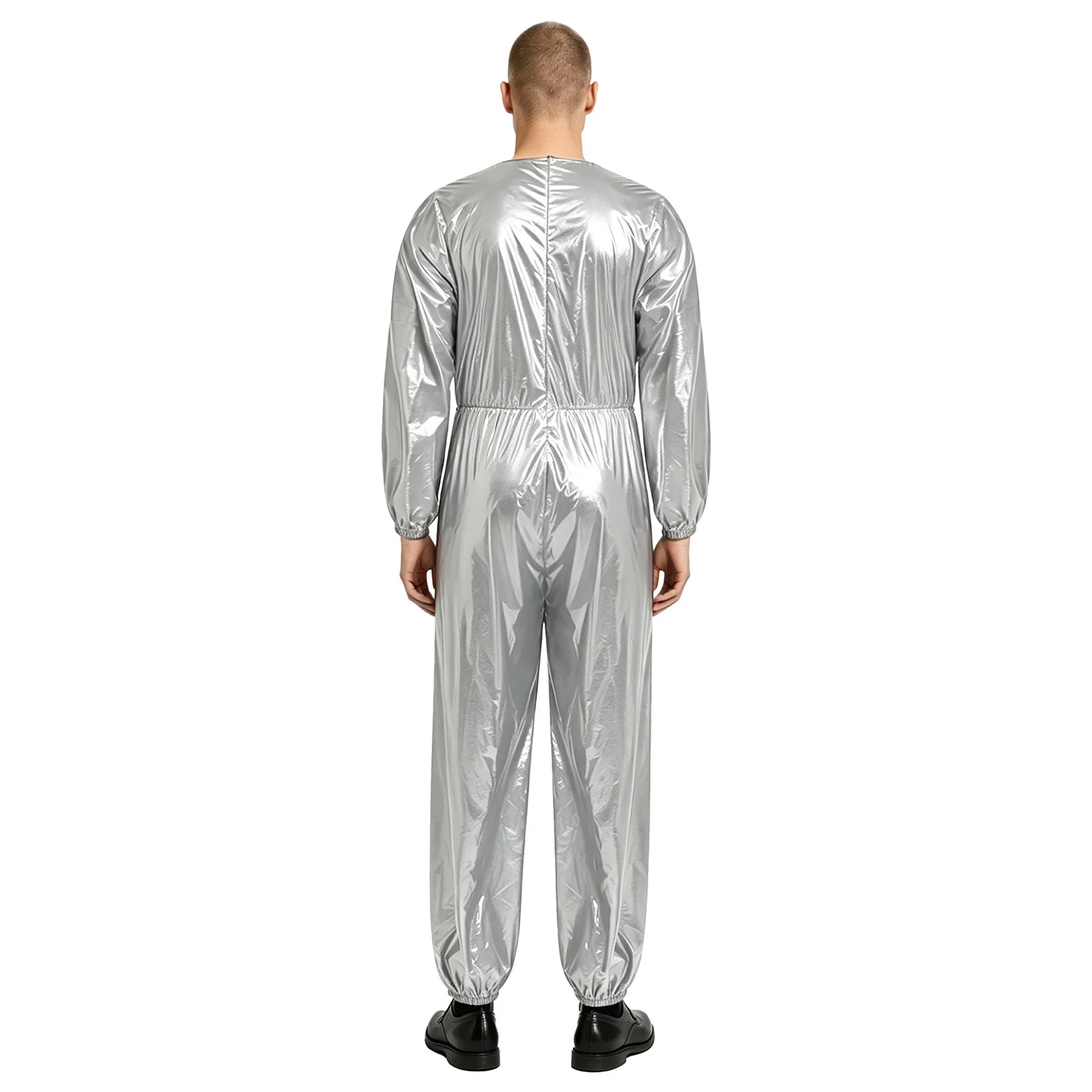 Men Women Waterproof Sauna Sweat Jumpsuit Raincoat Glossy Zipper Bodysuit Diaper Cover Weight Loss Fitness Workout Sportswear