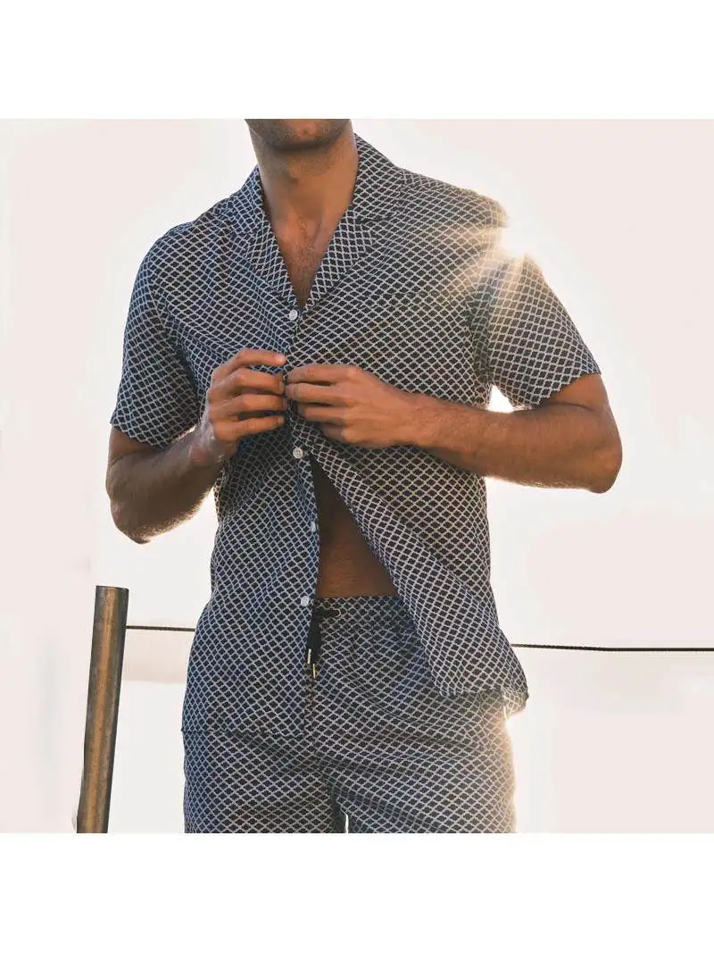 

Men's Cheered ort Sve irt And orts Set Summer Youth Faion Ice Sensation Sun Protection Treaent Cotton Blend