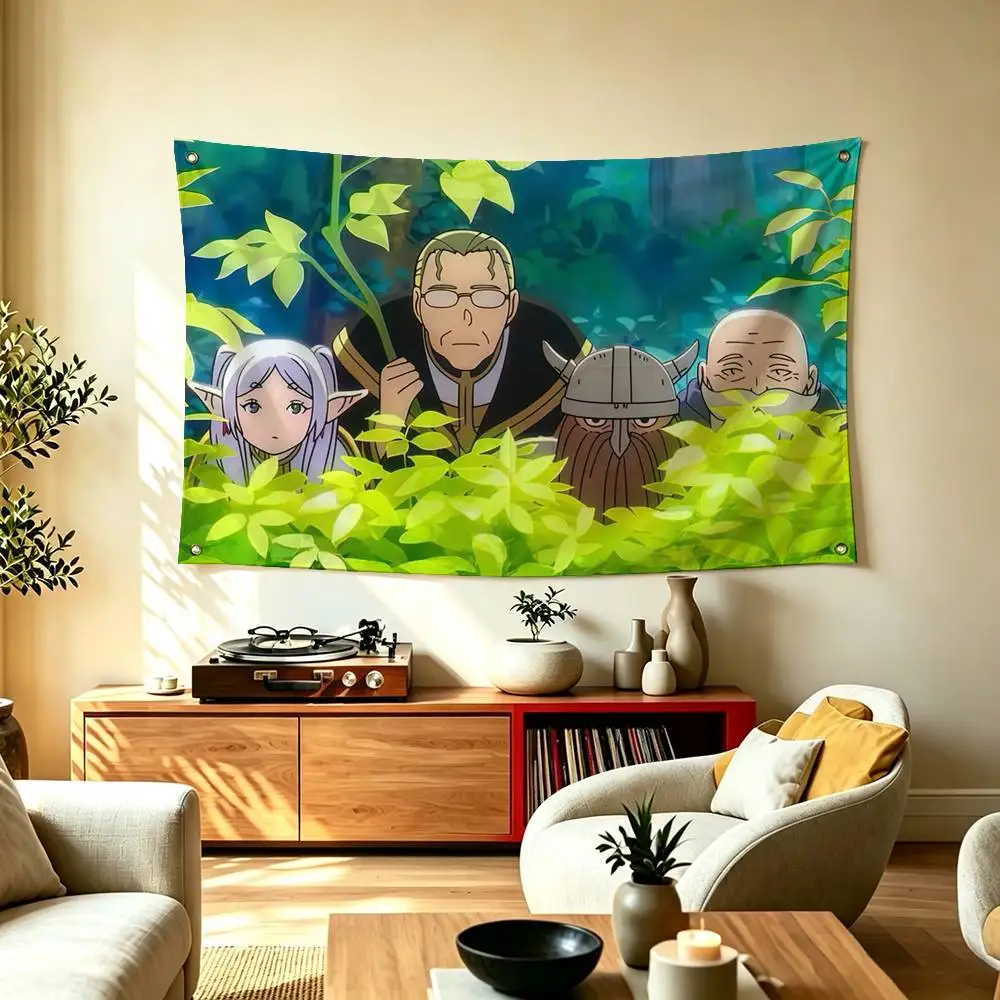 Anime Frieren Beyond Journey En-d  Flags for Bedrooms Home Decor Items Outdoor Decors Garage Decoration Flaga