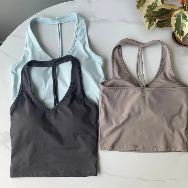 backless halter neck vest & Scrunch Shorts   Gym Vest woman  Cropped Top Tank Top Self-Padded High Stretch Top