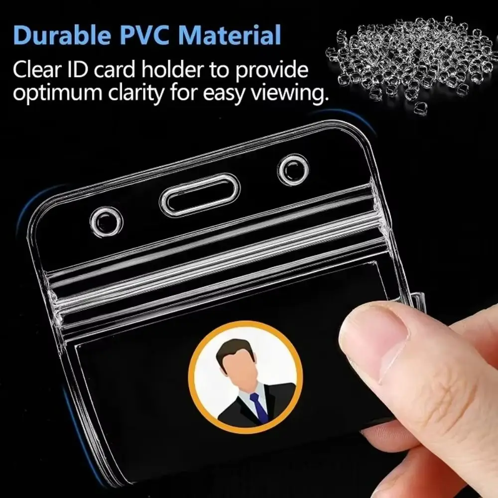 1PC Simple PVC Sealed Card Sleeve Vertical/Horizontal Waterproof Name Card Protector Cover Transparent Employee Card Case