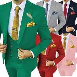Elegant Male Suit 3 Pieces Blazer Vest and Pants Set Peak Lapel Tuxedo Suits for Men Ceremony Wedding Dresses Business Prom