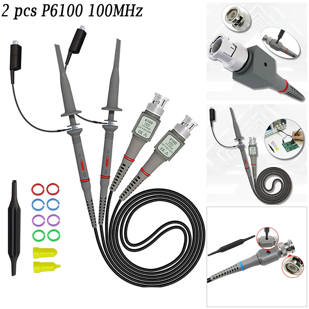 Oscilloscope Probe Replace Old or Malfunctioning Test Leads Set of 2 P6100 Oscilloscope Clip Probe Leads