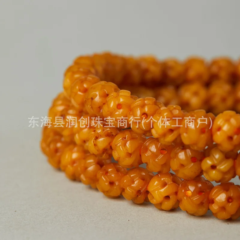 Tibetan yak bone carving, openwork design, Buddhist prayer beads, DIY craft accessories, apple orchard-themed bracelet, necklace