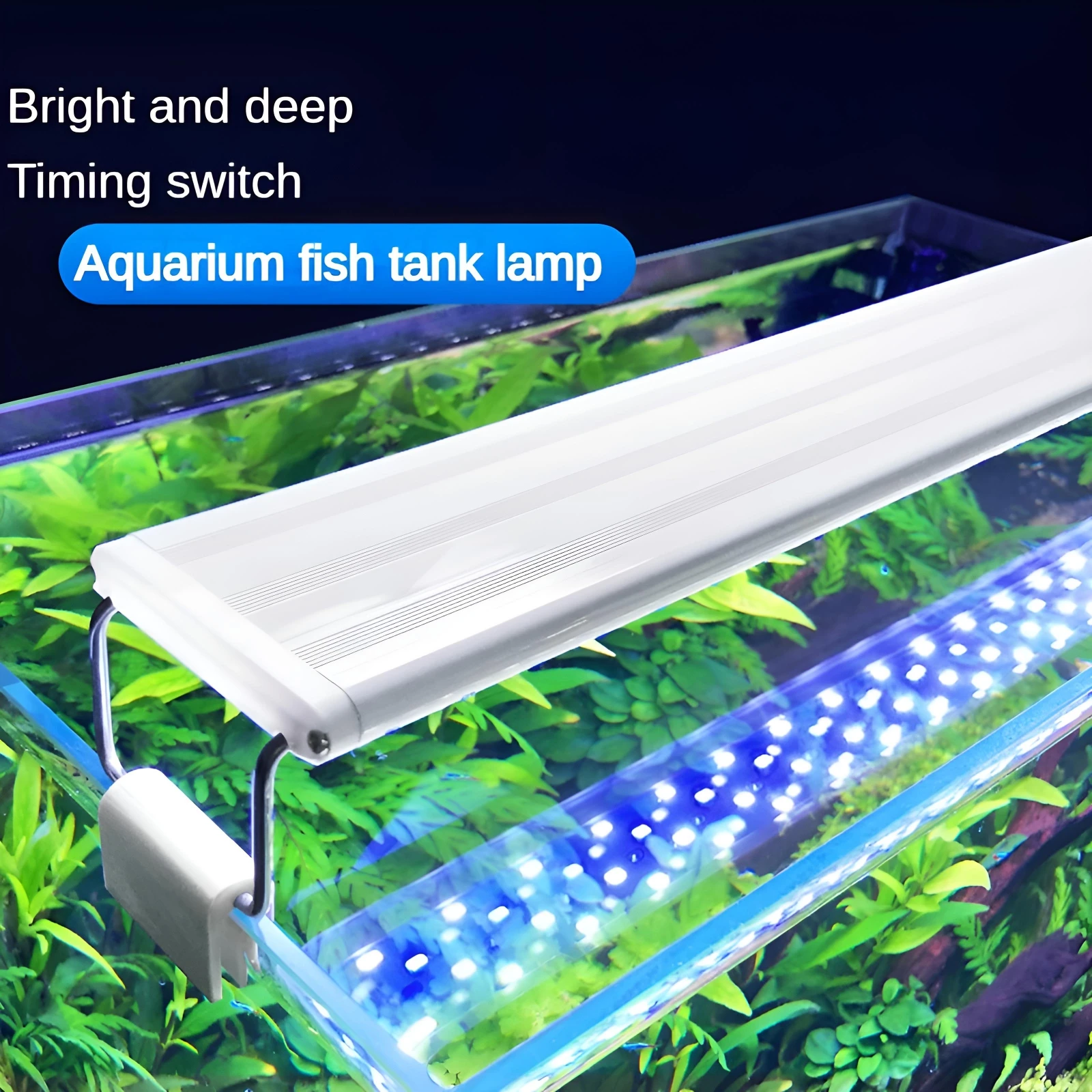Aquarium LED Light 11000K Timer 120° Wide Angle Adjustable for Fish Tank