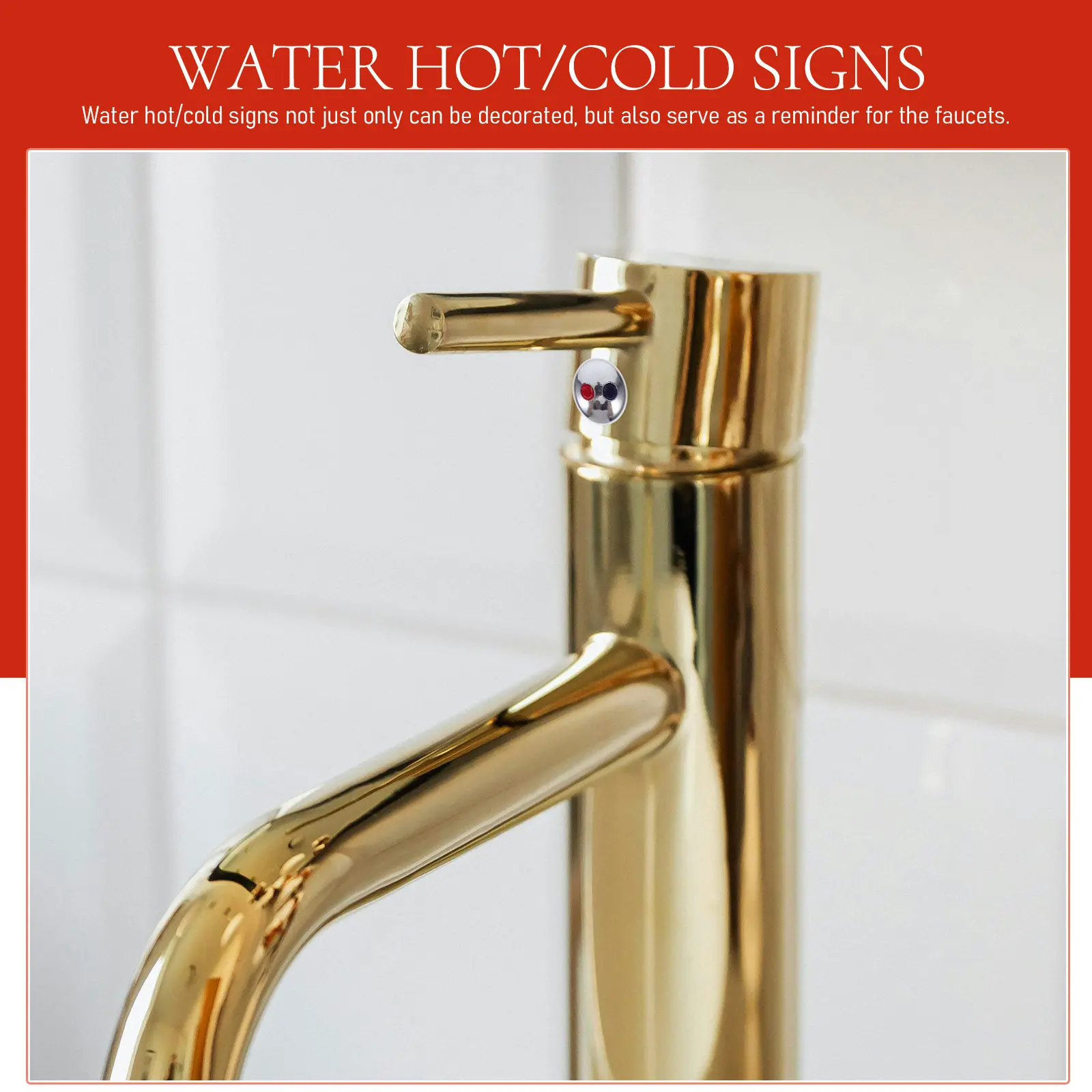 

10pcs Faucet Handle Hot Cold Water Sign Faucet Red Blue Label Temperature Indicator Faucet Buttons Kitchen Bath Faucet accessory
