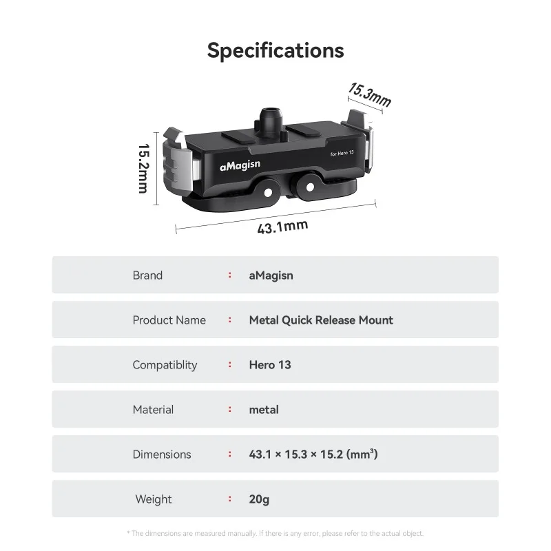 aMagisn For GoPro13 Metal Magnetic Quick Release Dock Hero13 Dual Interface Adapter Accessory