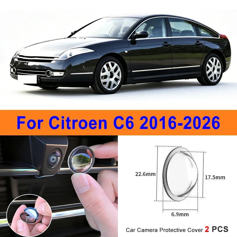 

360 Reverse Image Car Camera Cover Anti-Scratch PC Lens Protector Stickers For Citroen C6 2016-2026 2Pcs