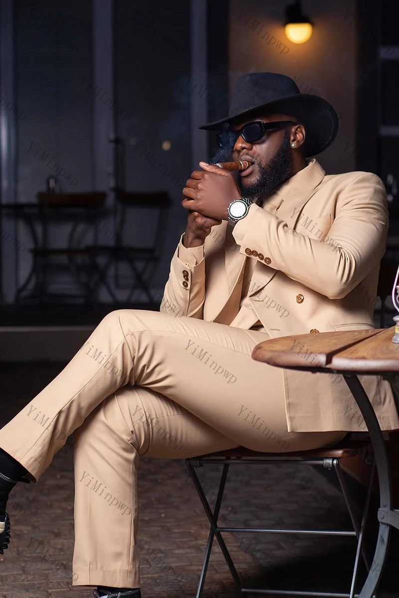 YiMinpwp العاج الرجال الدعاوى مجموعة الساتان الأعمال الرسمية 2 قطع بلغت ذروتها التلبيب حفل زفاف رسمي العريس البدلة سترة + السراويل XS-5XL