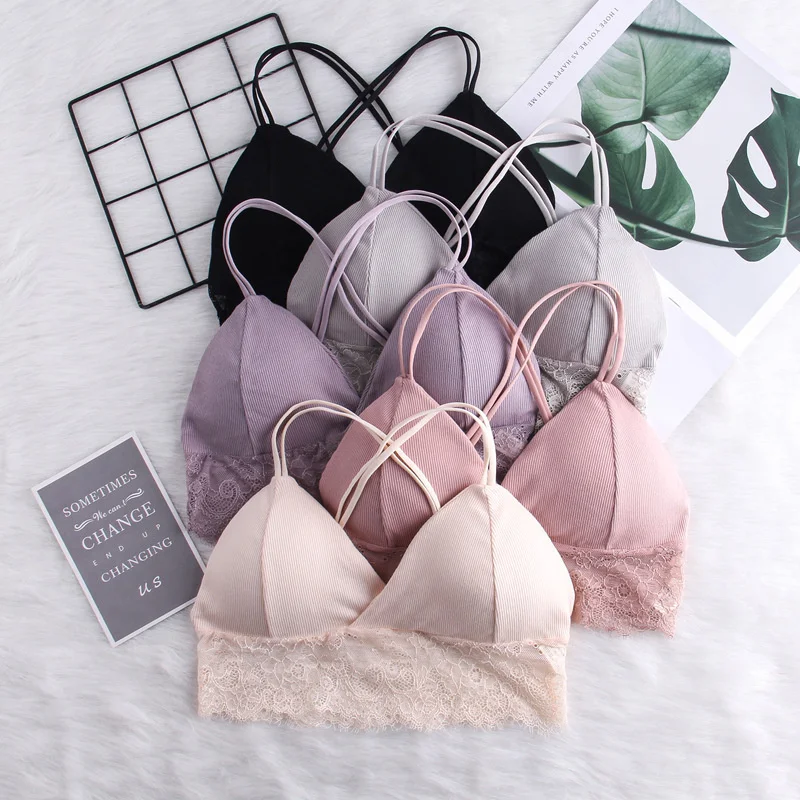 Korean Version Ultra-thin Cup Lace Beauty Back Underwear Threaded Chest Pad Sleep Wrap Chest Integrated Vest