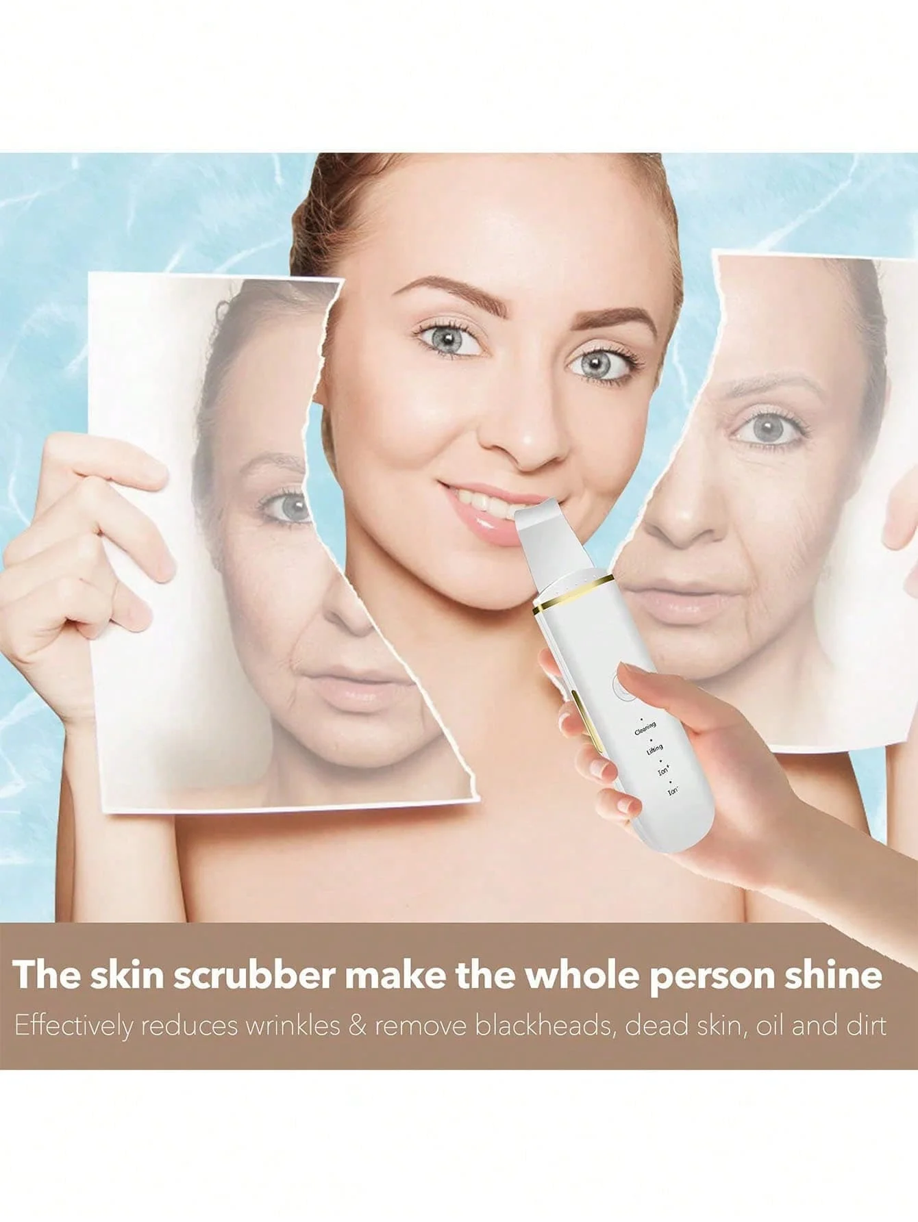 Raschietto per il viso, detergente per i pori, strumento per la rimozione dei punti neri, utilizzato per la pulizia profonda del viso e la cura della pelle, preferito come regalo.