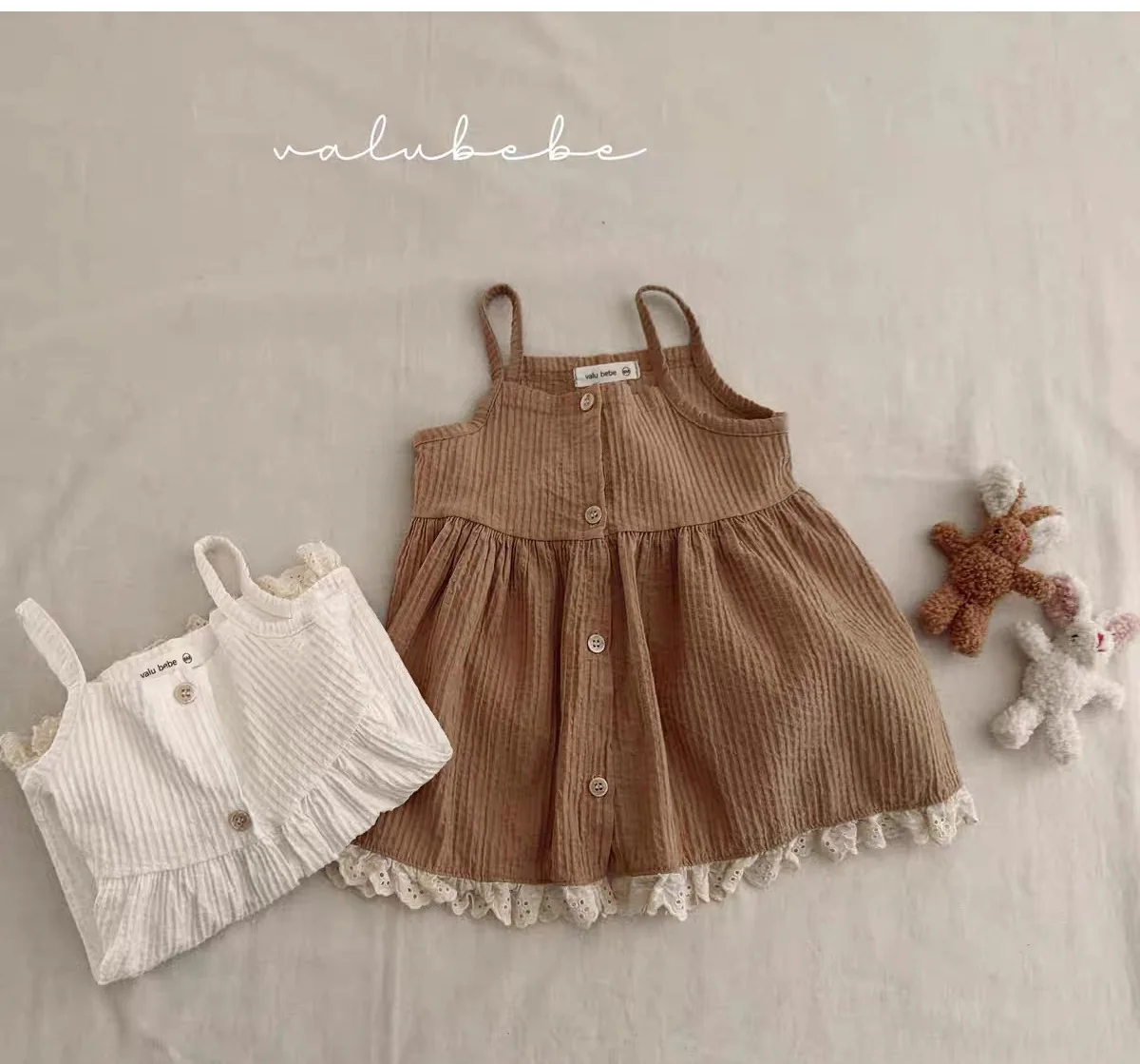 

Детское платье на бретельках WOOFOO, новинка лета 2026, корейское, для девочек, с кружевными вставками, милое, нарядное