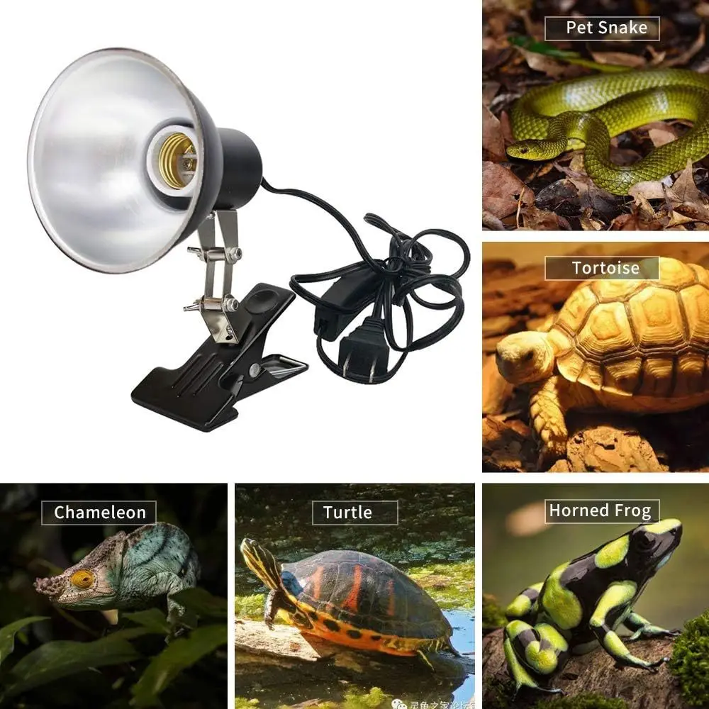 LED Clamp Work Lamp Clip on UVB UVA Light E27 Metal Clamp Socket with Switch 360° Flexible Rotatable for Reptile Heat Lamp