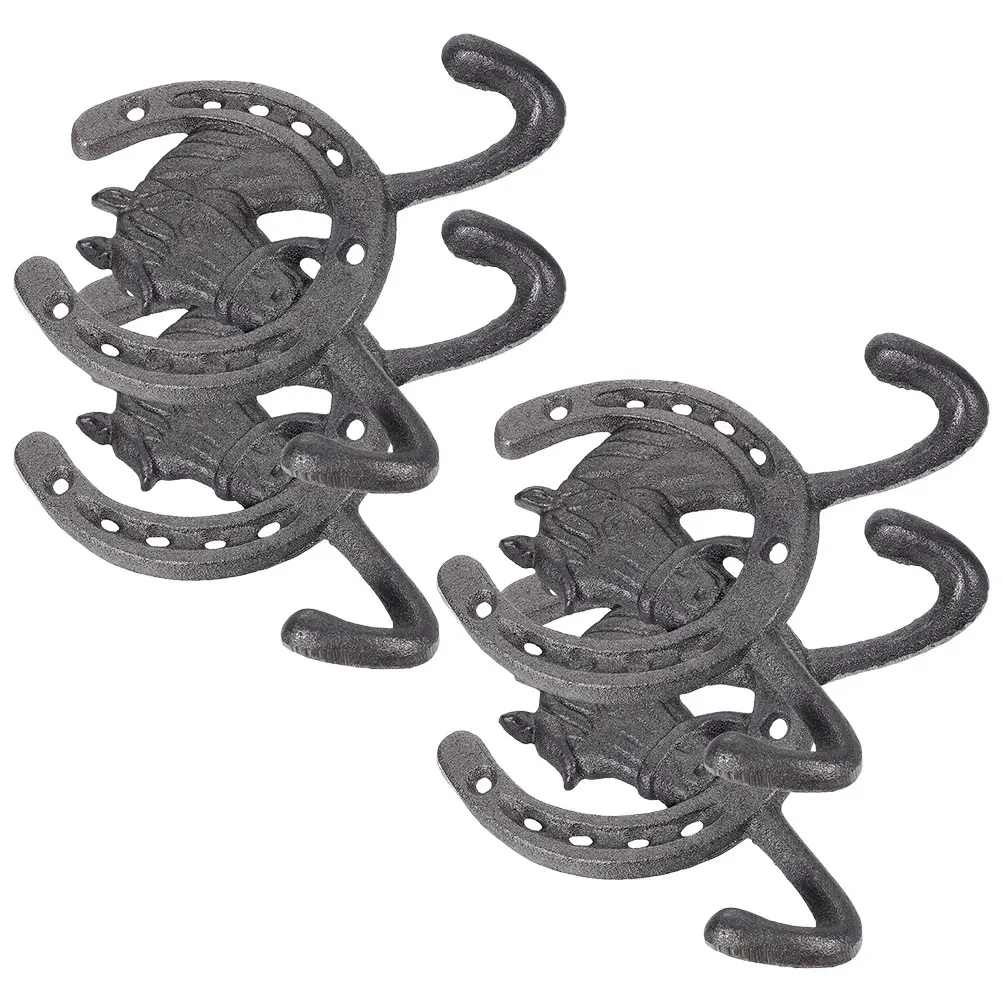 

4pcs Horseshoe Hooks Cast Iron Wall Mounted Heavy Duty Decorative Hooks for Bedroom Kitchen Bathroom Storage Sundries Hanger