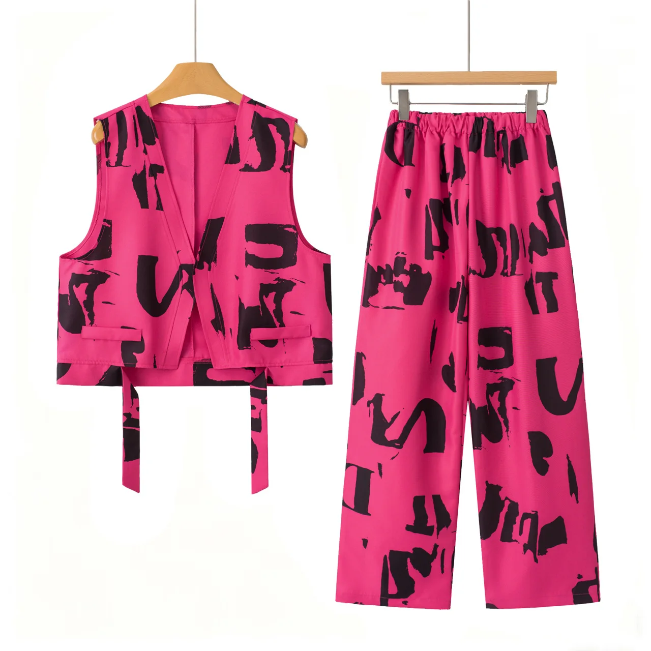 Summer 2026 Women Sexy Print Slim Fit Vest Jacket Pants Set Polyester Material Age 25-35 Years Old Summer Collection