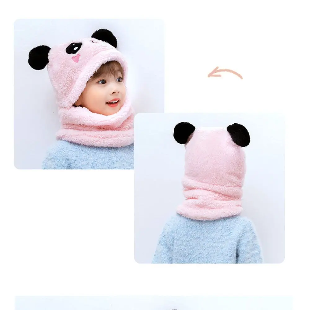 الباندا الصوف قبعات الاطفال المرجان المخملية وشاح الطفل الاشياء قبعة الأذن كاب