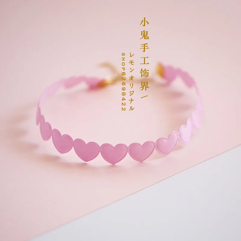 Collar japonés de Lolita para chica, cadena de clavícula de amor, gargantilla de encaje, accesorios de Lolita