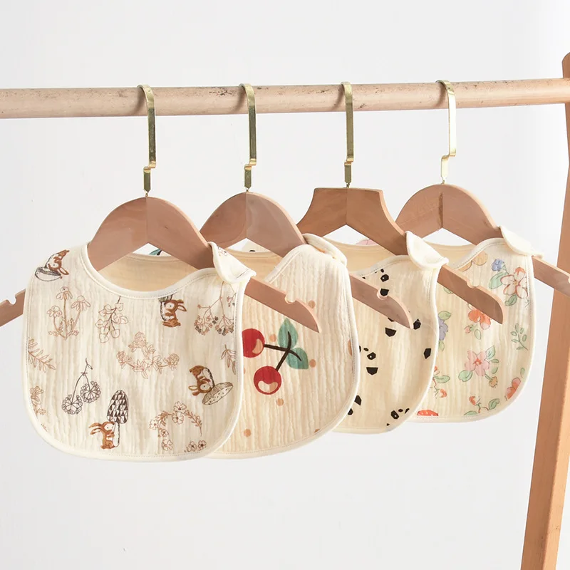 

New 6 Layers Cotton Gauze Baby Bibs U-shaped Print Saliva Towel Newborn Burp Cloths Bandana Scarf for Boy Girl Feeding Drool Bib