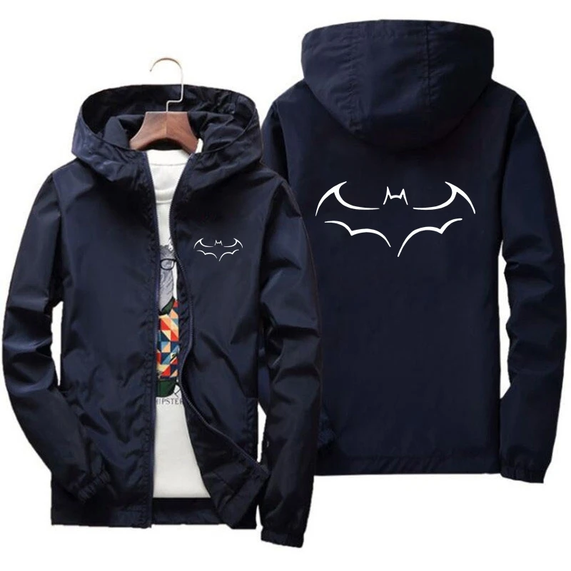 

2024 New Bat Printing Zipper Windproof Jacket Men Women Hoodies Sunscreen Clothing Casual Sport Long Sleeve Hooded Coat Thin Top