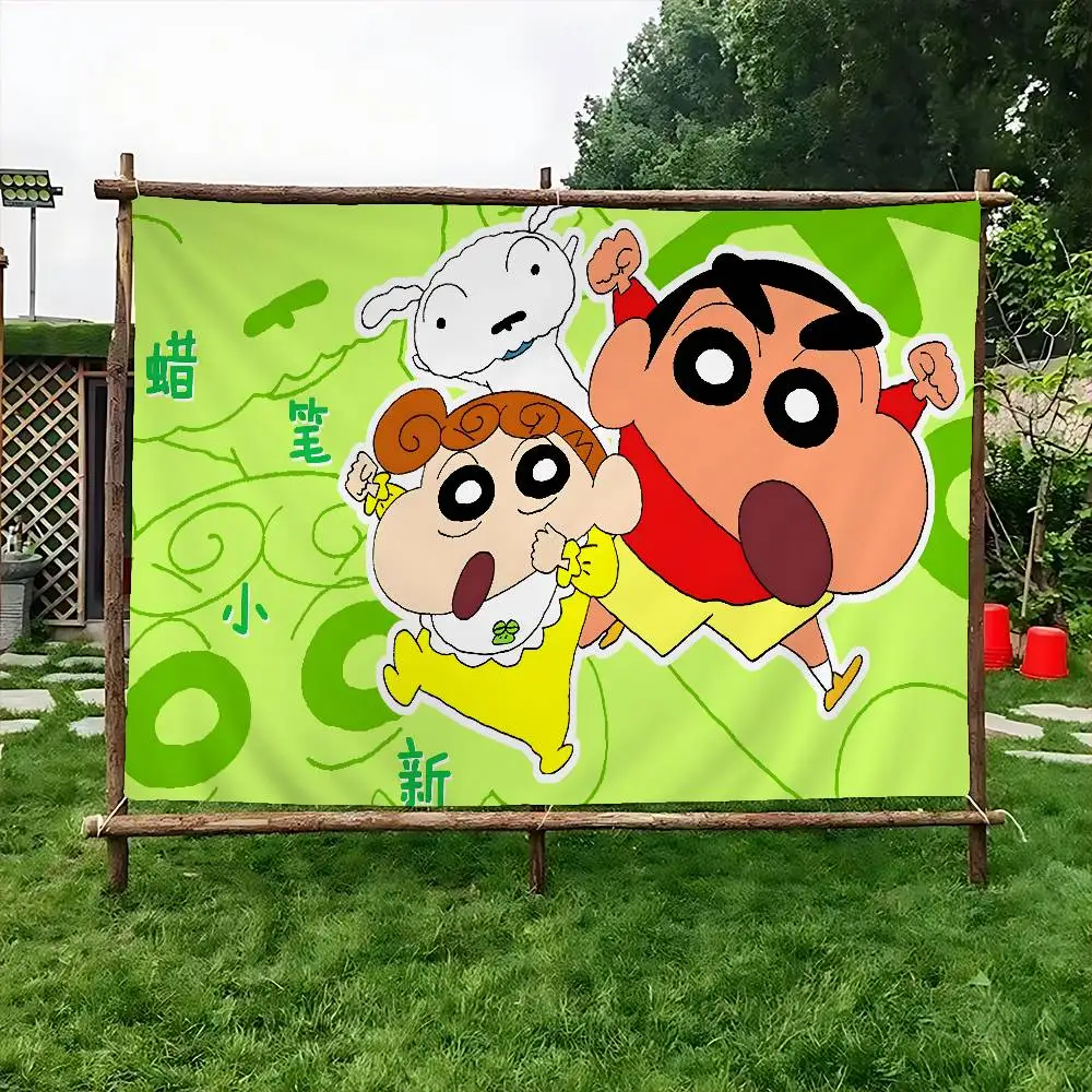 Anime Cartoon C-Crayon Shin-chans Creative Pattern Hanging Flag Polyester Printed Banner Hand Pulled Flag