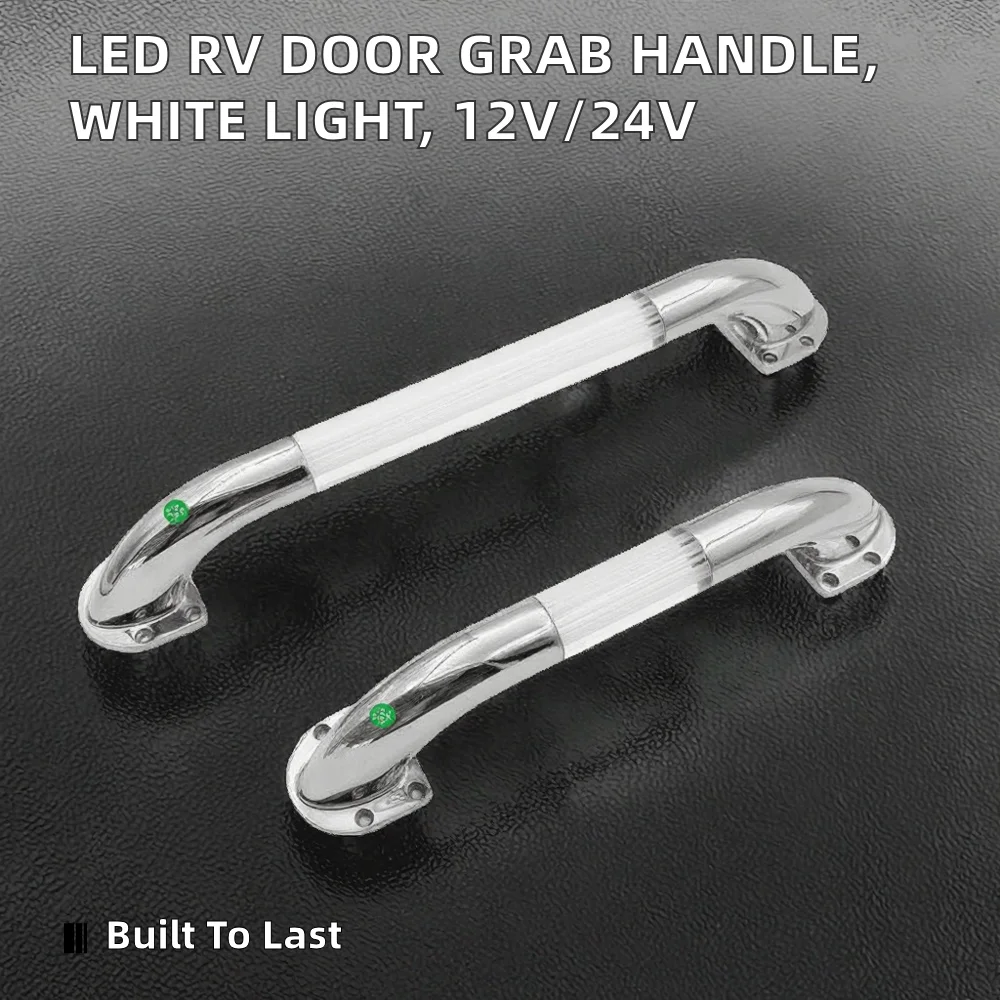 For 12V 24V LED RV Entry Door Grab Handle White Lighted Assist Bar 600mm Spacing Motorhome Caravan Marine/Yacht Aluminum