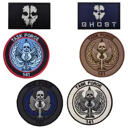 Call of Duty Ghost Mask Embroidered Hook and Loop Patch Badge 8x5cm Arm Badge Personalized Backpack Sticker Creative Patch