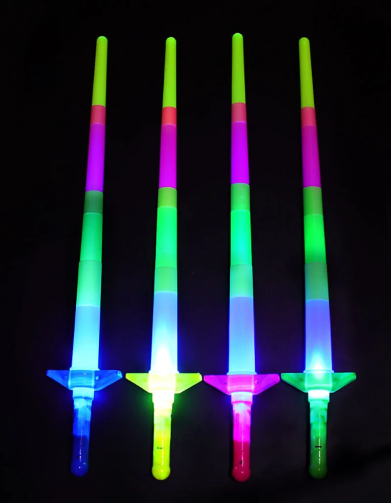 

LED Swords Expandable Laser Sabers Glow in Dark, Mini Glow Sticks, [10 Pack], 4-Section 4 Colors, Flashing Neon Party Favors