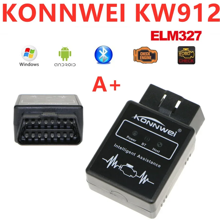 

KONNWEI KW912 OBDII Bluetooth 3.0 OBD2 OBD V1.5 II Auto Code Scanner Adapter Scan Tool Error Diagnostic Tester KW 912