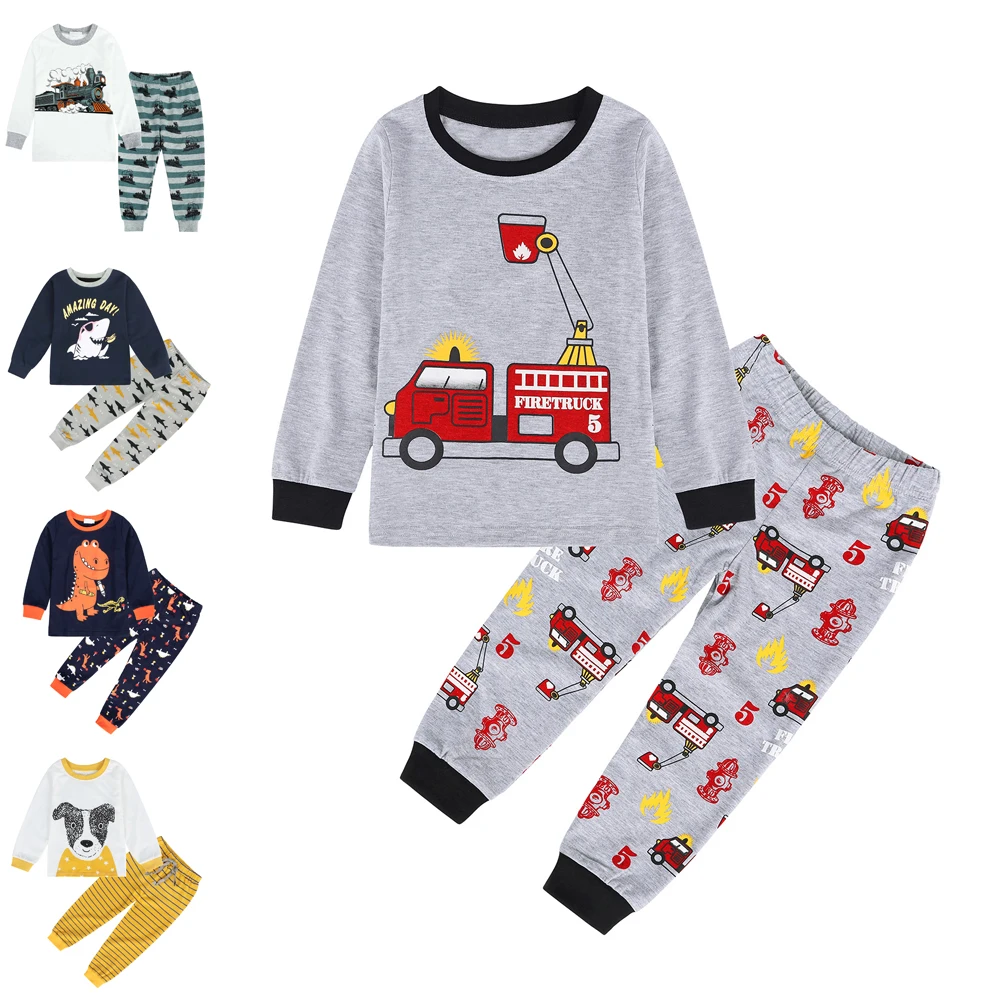 

Jurebecia Boys Pajamas Set Cotton Kids PJs Set Long Sleeve Pjs Top And Pants Set Cute Xmas Sleepwear