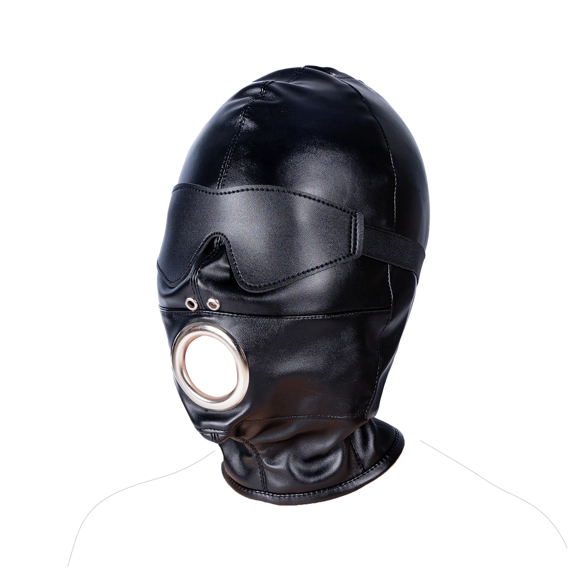 Sexy Cosplay Mask Fetish PU Leather Full Face Masked Hood for Adult Women Men Halloween Party Games Black Mysterious Headgear