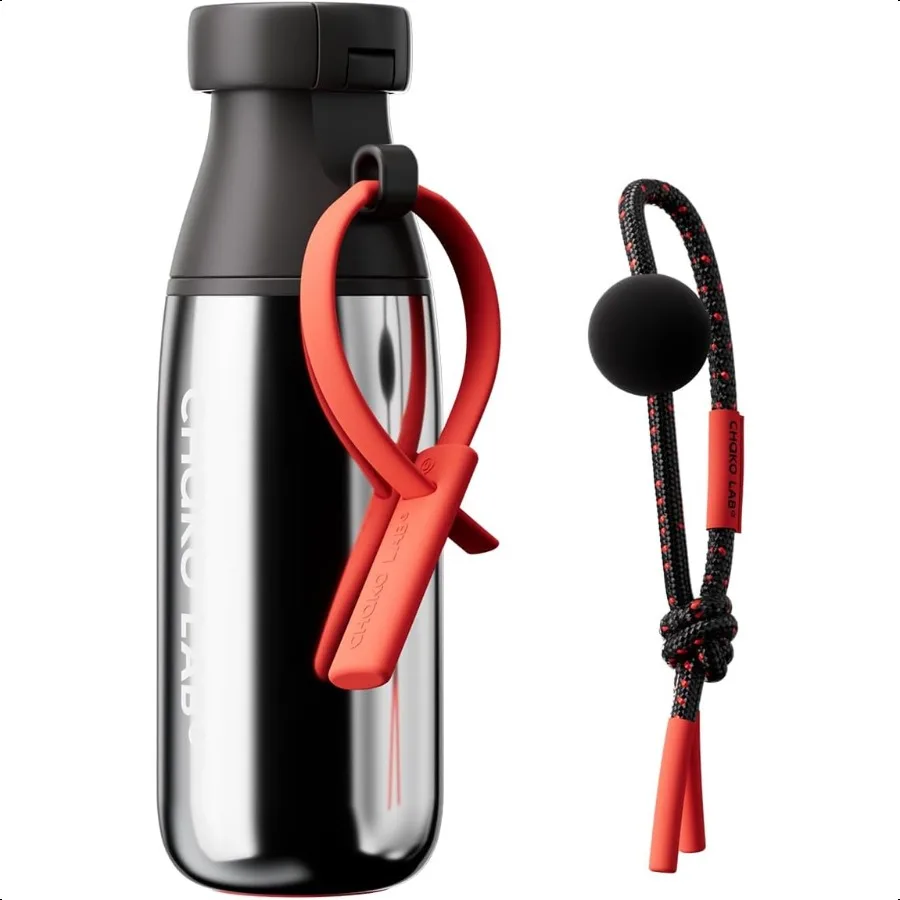 

Изолированная бутылка для воды из нержавеющей стали с двумя ремешками, не содержащая бисфенола А, герметичная бутылка на 17 унций с крышкой из носика, соломинка, темный шоколад, какао